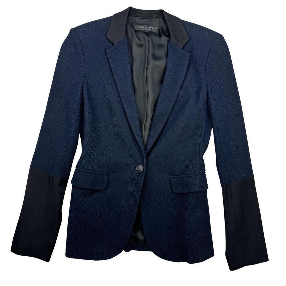 Rag & Bone Timeless Blazer Jacket Navy Blue Black Size US 0